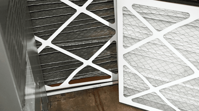 a dirty air filter and a clean air filter side by side